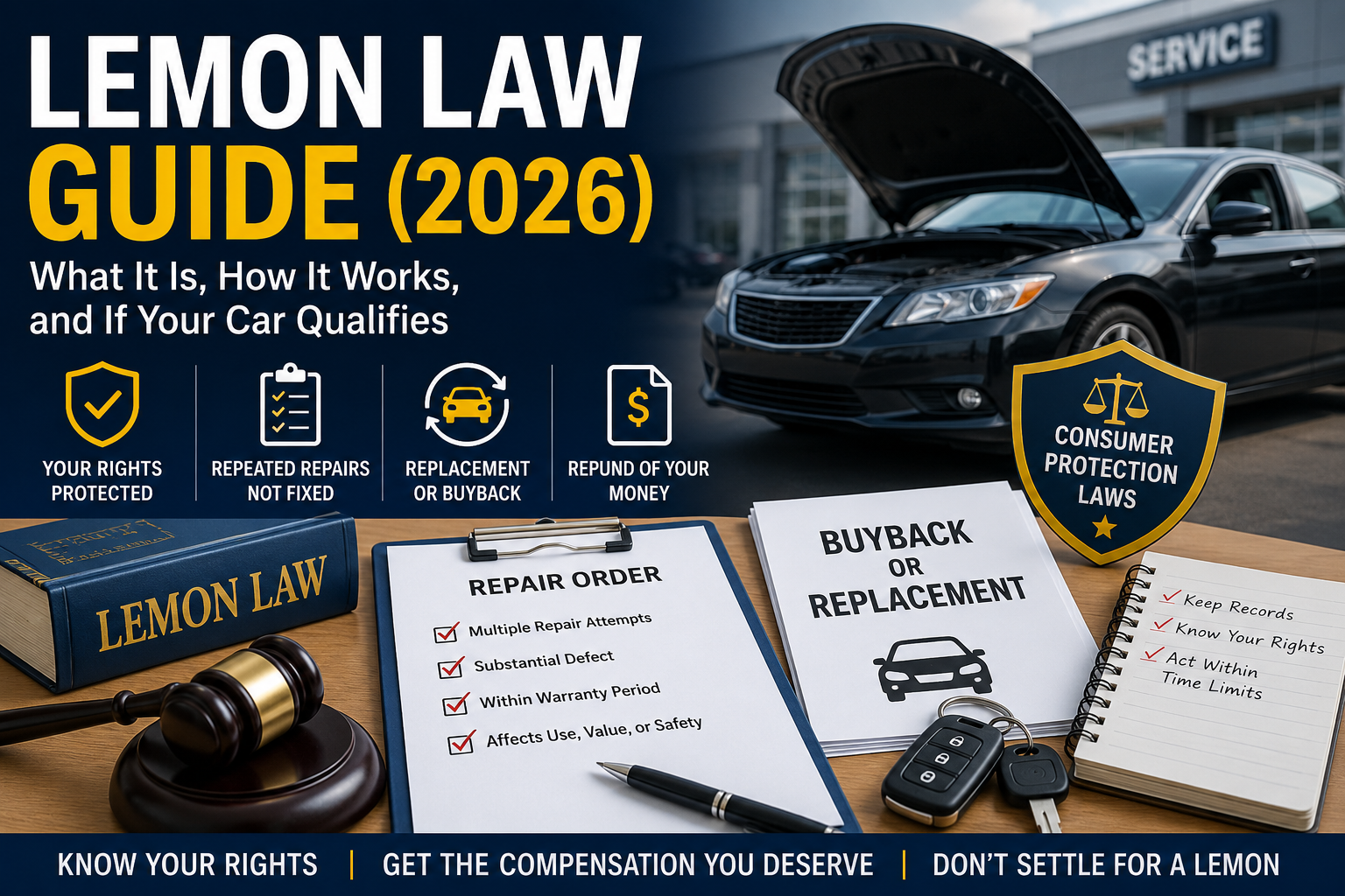 Lemon Law Guide explaining vehicle buybacks, warranties, recalls, and consumer rights